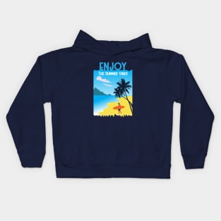 Summer Full Of Surfing Kids Hoodie